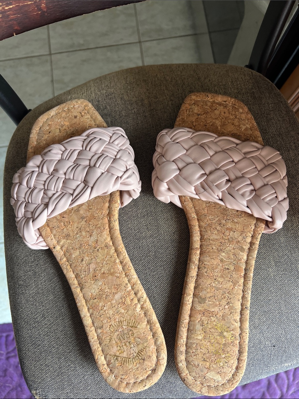 True Craft Braided Slide Sandals in Light Pink